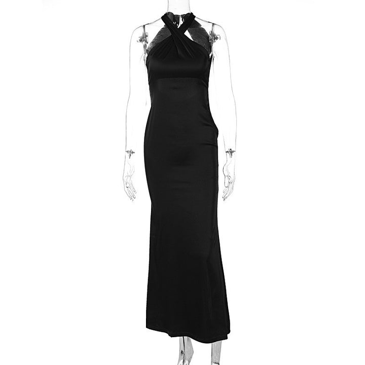 Damen Elegantes Wickelmaxikleid mit schmalen Trägern und figurbetontem Schnitt Drune