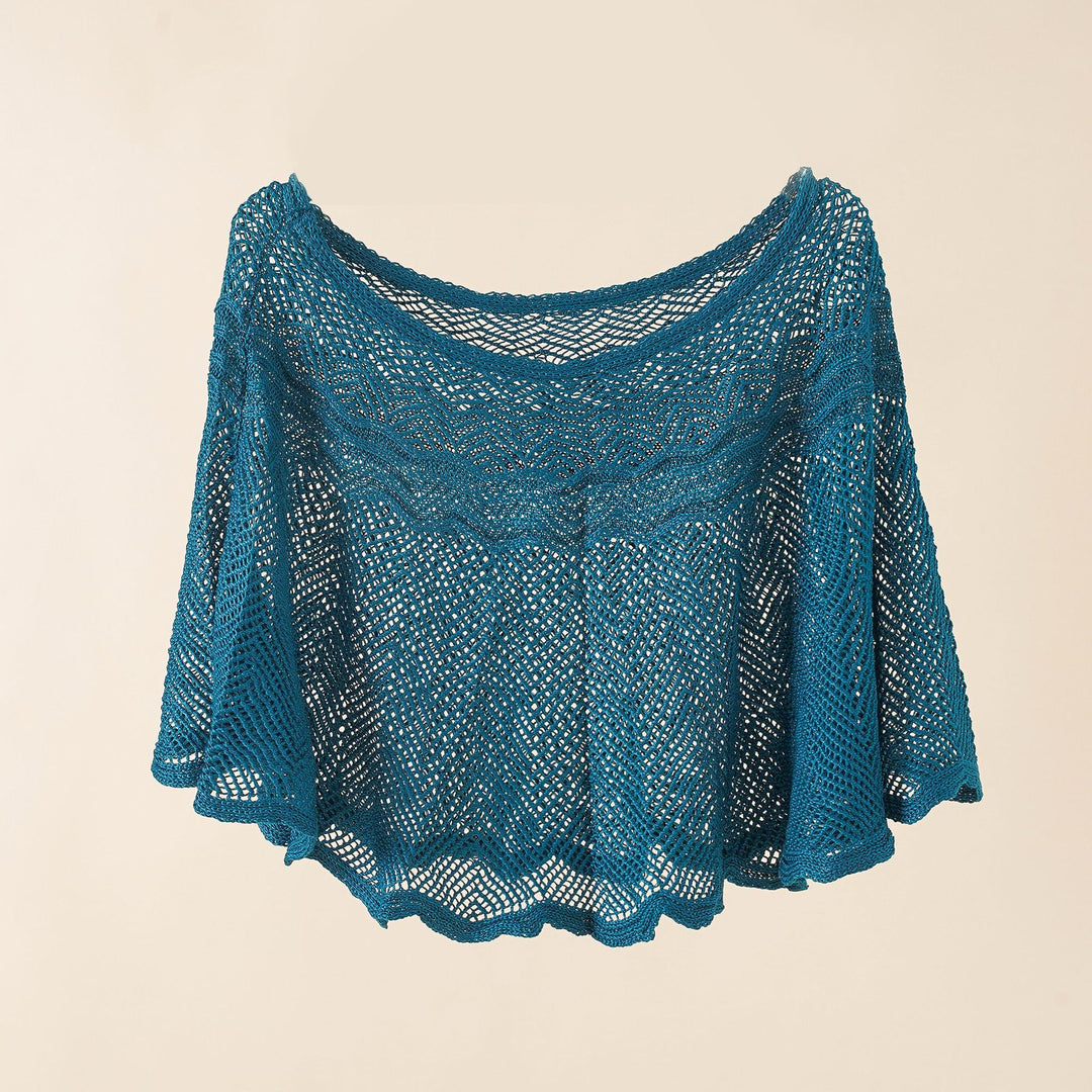 Damen luftiger Strickponcho im modernen Design Drune