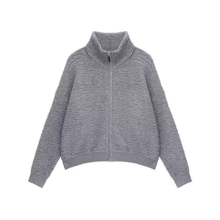 Damen Hochwertiger Strickpullover mit Stehkragen und Reißverschluss Drune