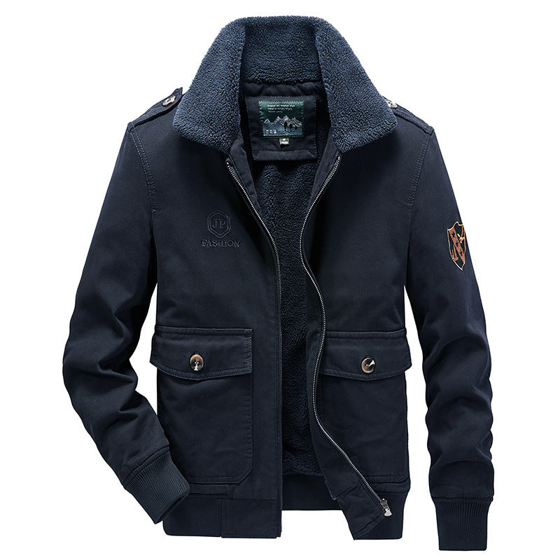Herren Utility-Flightjacke aus Baumwollmix mit Teddykragen und aufgesetzten Pattentaschen Drune