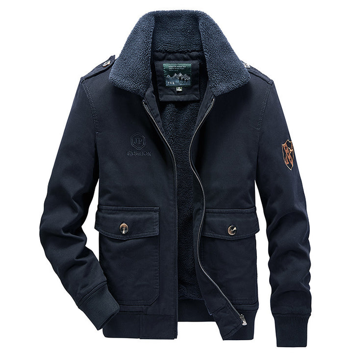 Herren Utility-Flightjacke aus Baumwollmix mit Teddykragen und aufgesetzten Pattentaschen Drune