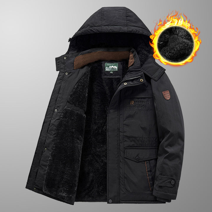 Herren Isolierter Fieldparka mit durchgehendem Plüschfutter, Kapuze und Multifunktions‑Taschen Drune