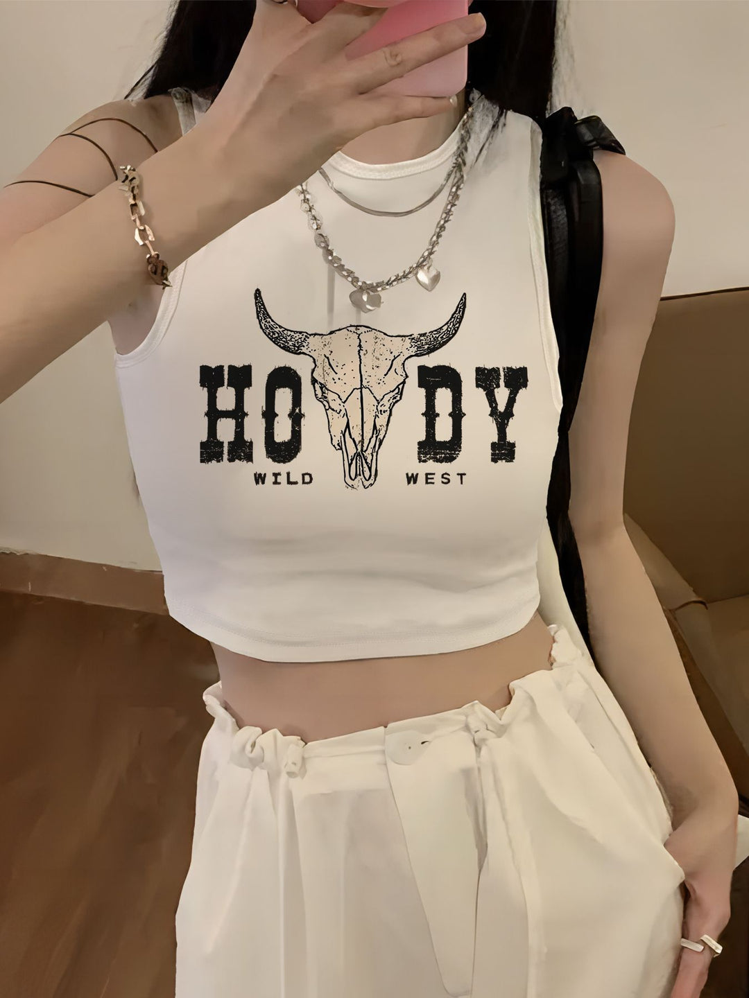 Damen Crop-Top mit kreativem Spruch und lässigem Schnitt Drune
