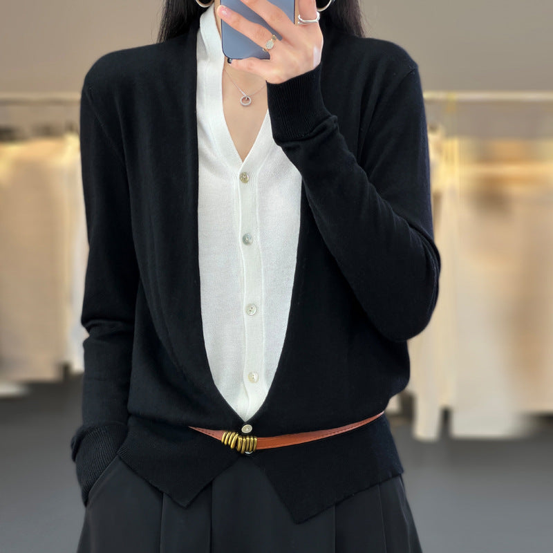 Damen Leichter Offener Feinstrick-Cardigan mit asymmetrischer Zipfelkante und taillierter Silhouette Drune
