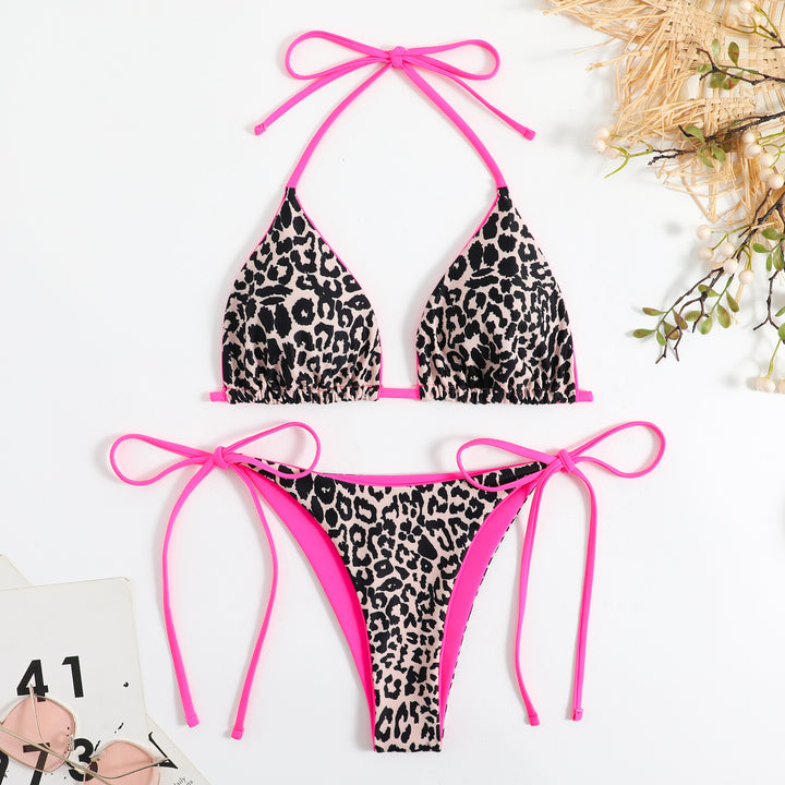 Damen Triangel-Bikini-Set mit aufregendem Leo-Muster Drune