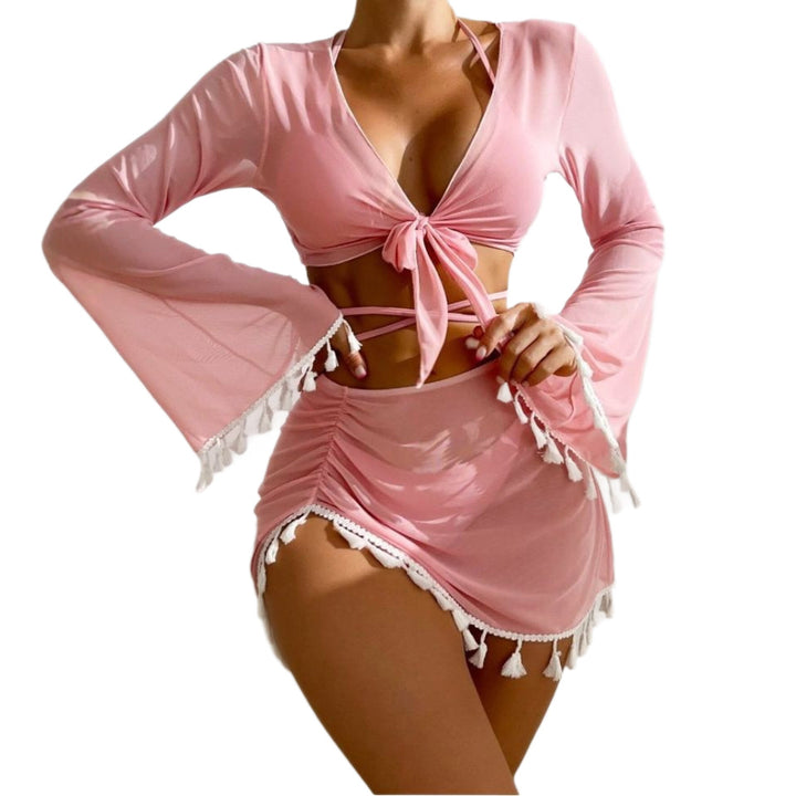 Damen Modisches Bikini-Set mit verzierten Fransen Drune