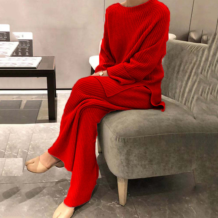 Damen elegantes Strickensemble mit weitem Schnitt Drune