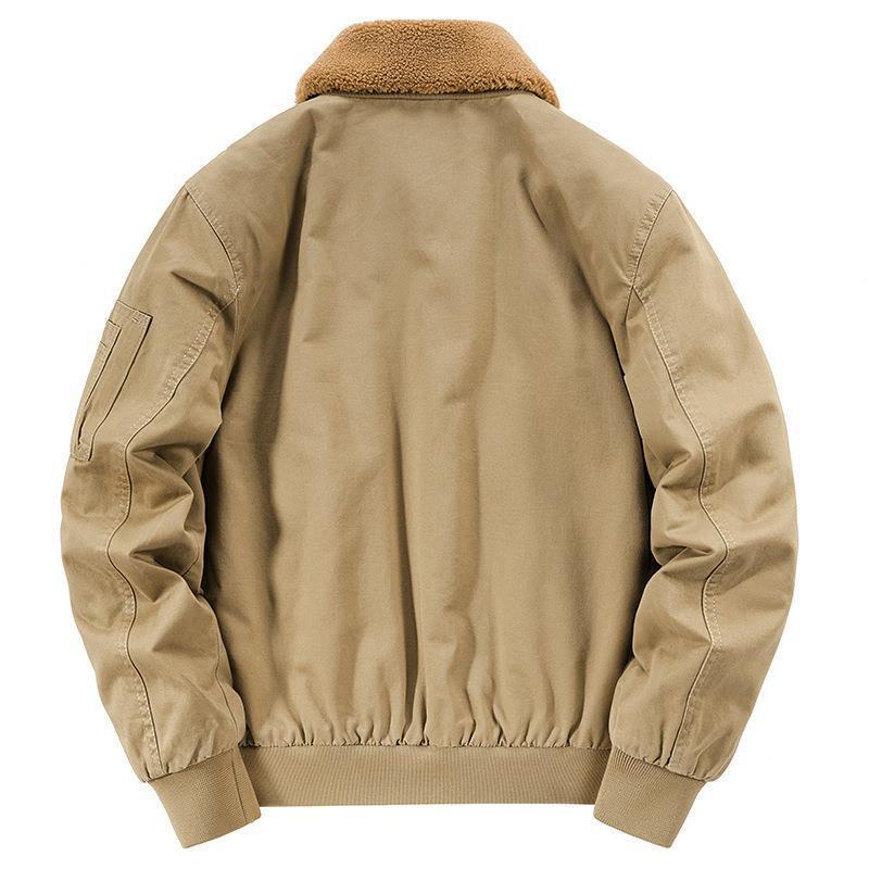 Herren Baumwoll-Canvas Bomberjacke mit Teddykragen, gesteppter Thermofütterung und Utility-Ärmeltasche Drune