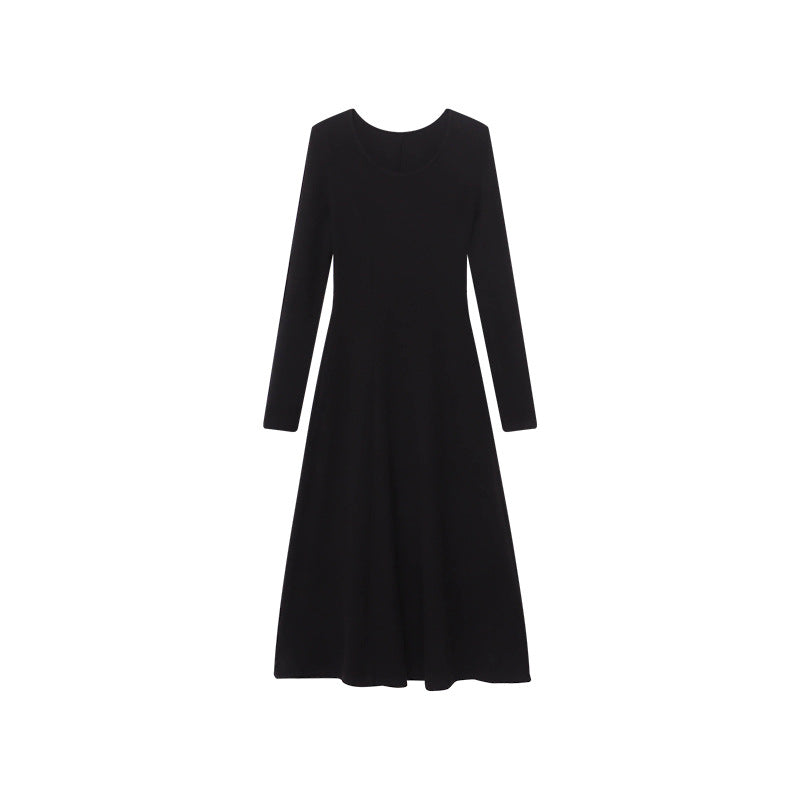 Damen elegantes langärmliges Maxikleid mit tailliertem Schnitt Drune