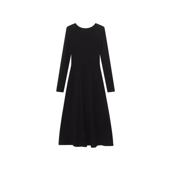 Damen elegantes langärmliges Maxikleid mit tailliertem Schnitt Drune