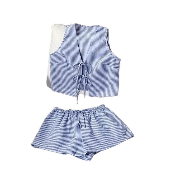 Damen Lässiges Zweiteiliges Set mit Bindegürtel Drune