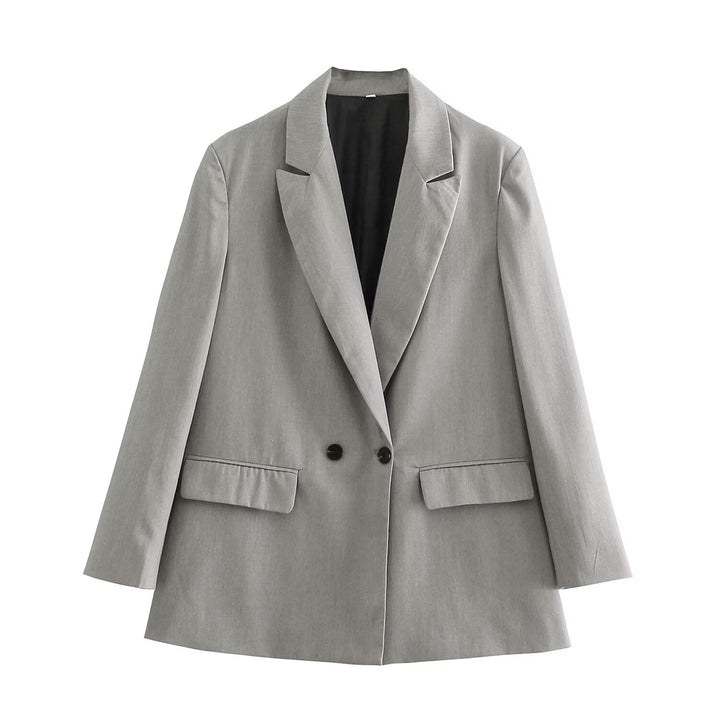 Damen nan taillierter Doppelreihiger Blazer mit schmalem Revers, aufgesetzten Pattentaschen und klarer Silhouette Drune