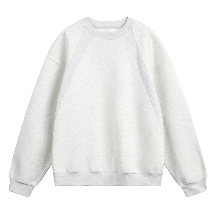 Unisex Oversize Rundhals-Sweatshirt aus Baumwollmix mit Raglanärmeln und diagonalem Rippdetail Drune