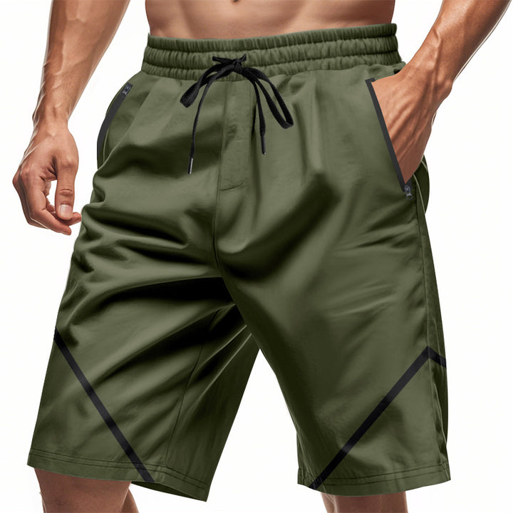 Herren nan atmungsaktive Trainingsshorts mit Reißverschlusstaschen und elastischem Tunnelzugbund Drune