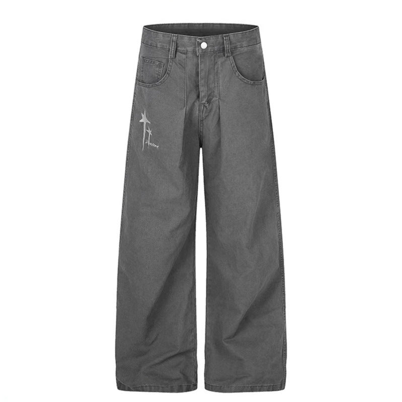 Damen Highwaist Culotte-Jeans mit weitem Bein, hoher Taille und dezenter Stern-Applikation Drune