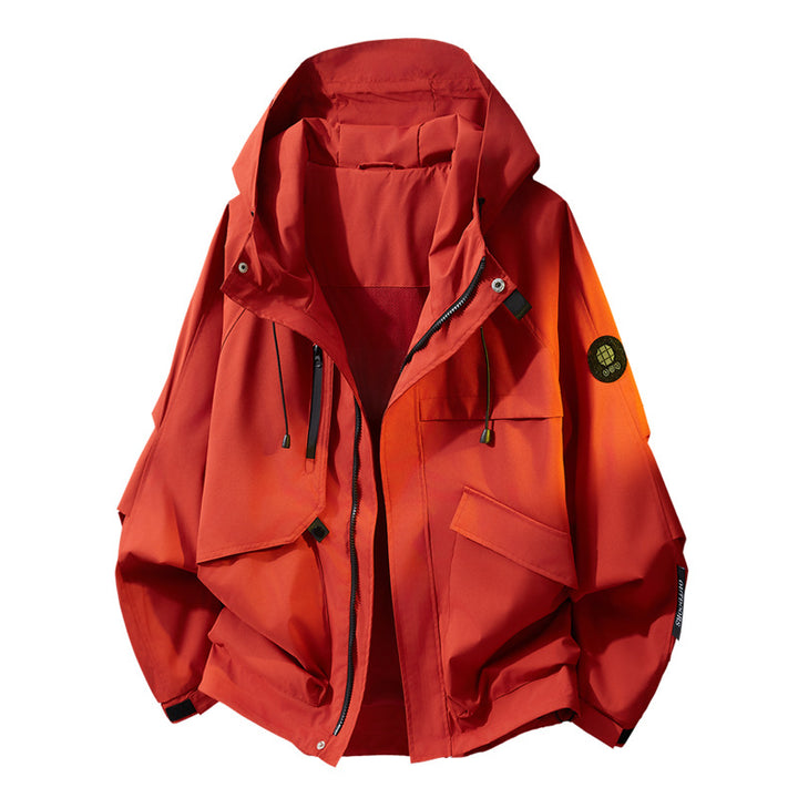 Herren Oversize Utility-Kapuzenjacke mit Multifunktions-Taschen, Zwei-Wege-Reißverschluss & verstellbarem Saum Drune