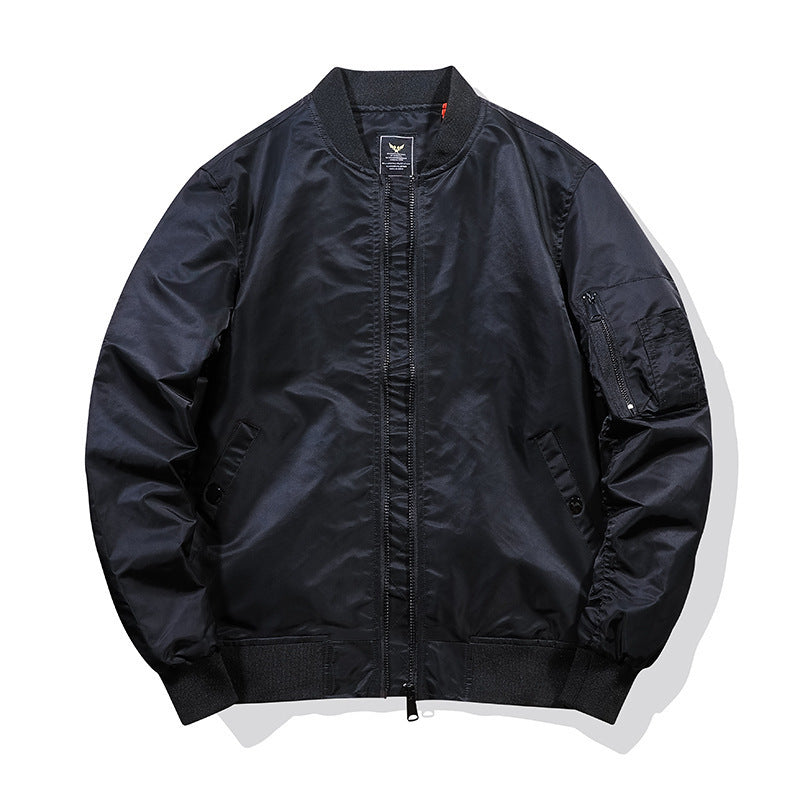 Herren Leichter Nylon‑Bomber mit kontrastierendem Futter und Ärmeltasche Drune