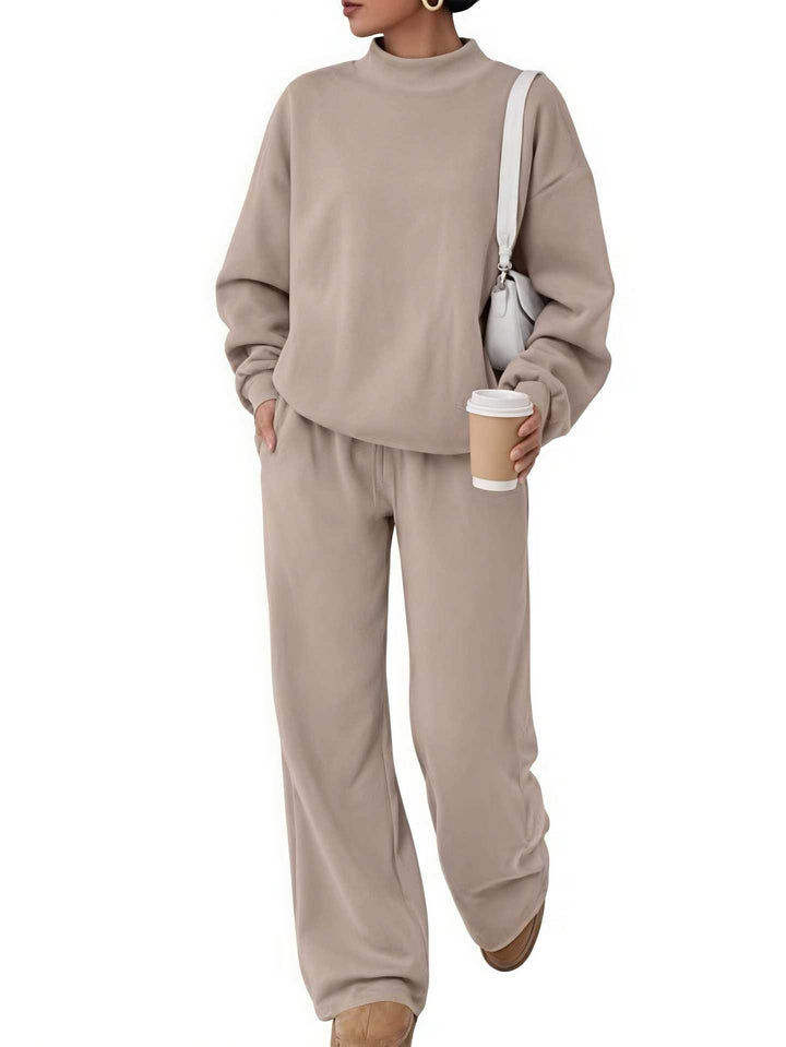 Damen Lässiges Lounge-Set mit hohem Stehkragen und weiter Jogginghose Drune