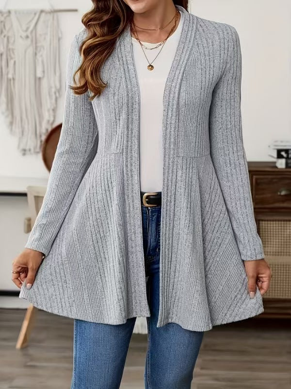 Damen Lange Strickjacke mit schwingendem Saum Drune