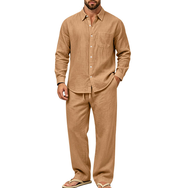 Herren legeres Leinen-Hemd mit weiter Lounge-Hose Drune