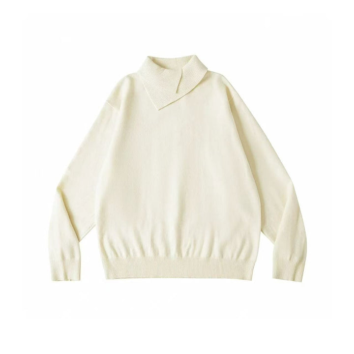 Damen Modischer Grobstrickpullover mit hohem Kragen Drune