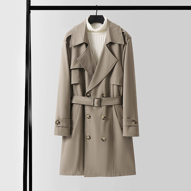 Damen Doppelreihiger Kurztrenchcoat aus leichtem Wollmix mit soften Fall und Schulterklappen Drune