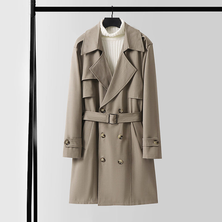 Damen Doppelreihiger Kurztrenchcoat aus leichtem Wollmix mit soften Fall und Schulterklappen Drune