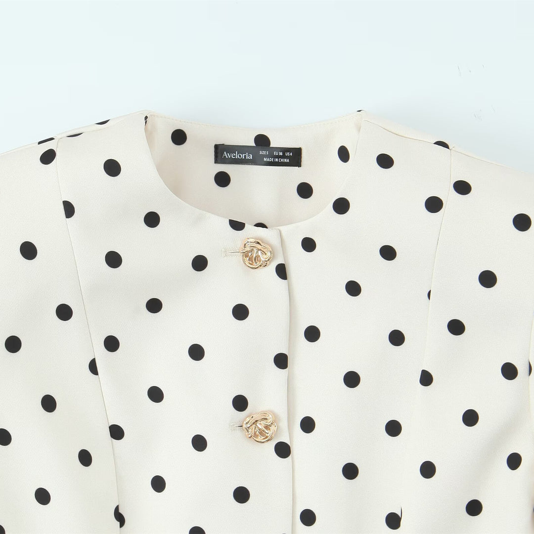 Damen elegante Bluse mit Puffärmeln und Knopfdetails Drune