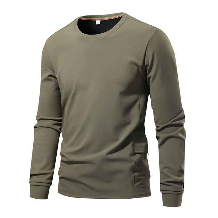 Herren Atmungsaktives Langarm-Technikshirt mit Rundhals und seitlicher Utility-Tasche Drune