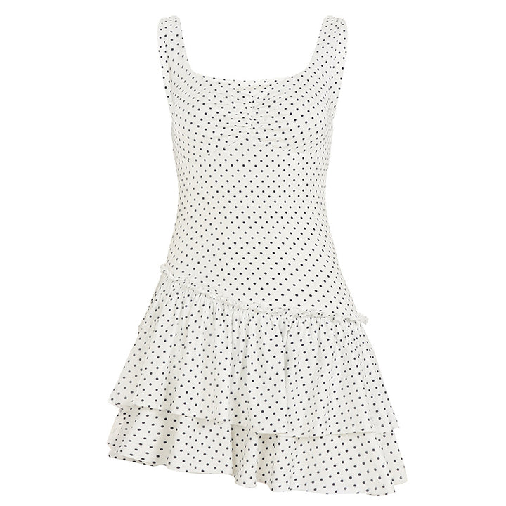 Damen Sonniges Kleid mit charmantem Rüschensaum und verspieltem Punkten Drune