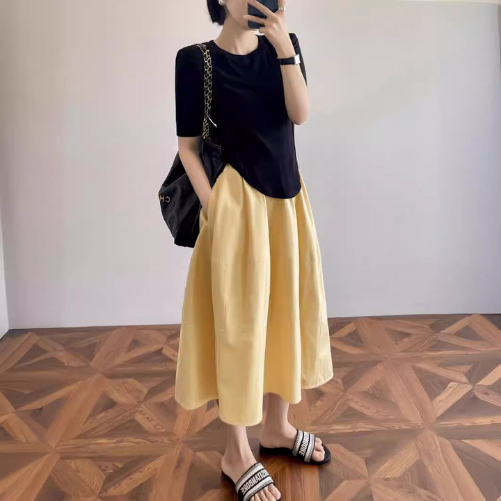 Damen Eleganter, weit geschnittener Midirock Drune