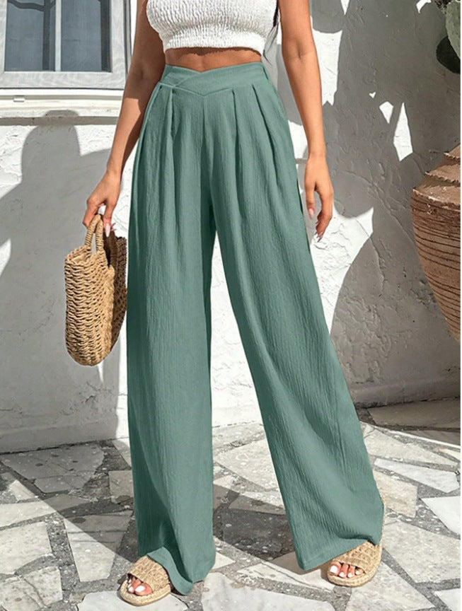 Damen weite Stoffhose mit eleganter Bundfaltenführung Drune