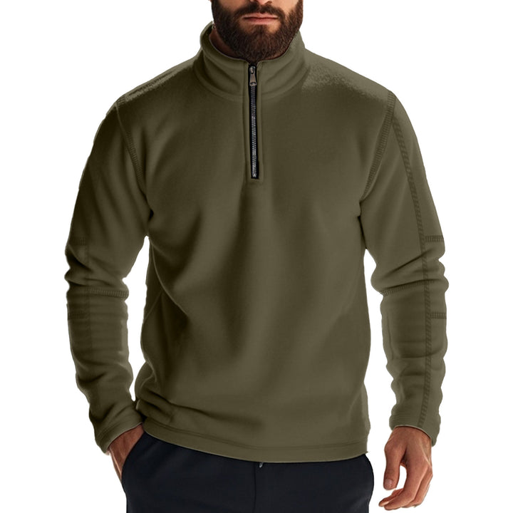 Herren kuscheliger Fleece-Pullover mit half-Zip und hohem Kragen Drune