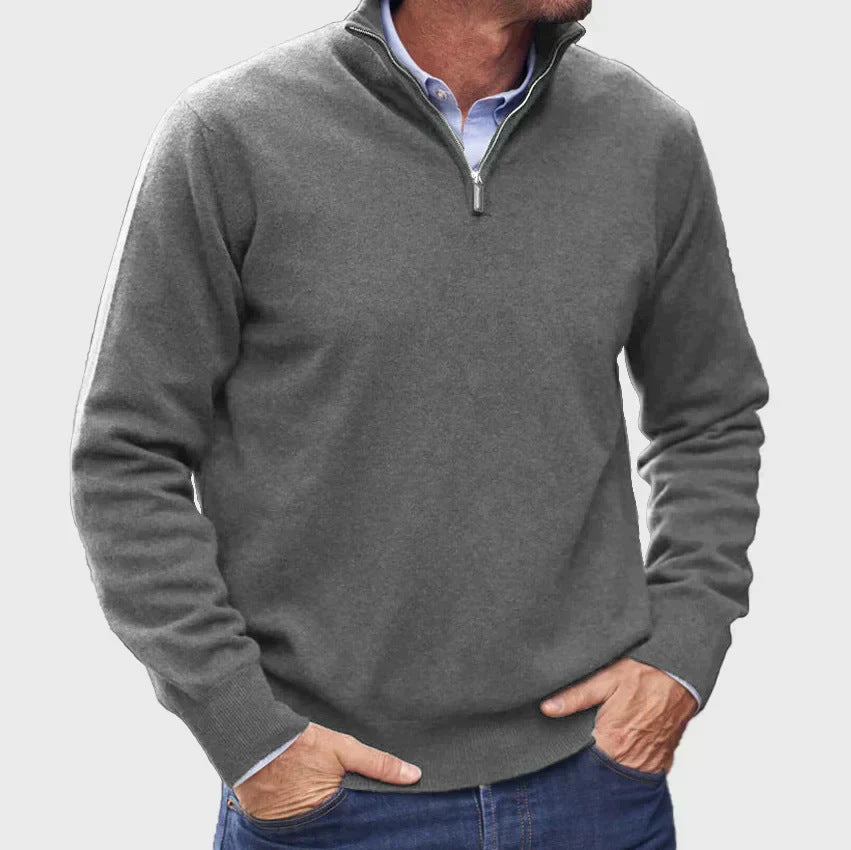 Herren Hochwertiger Strickpullover mit Stehkragen