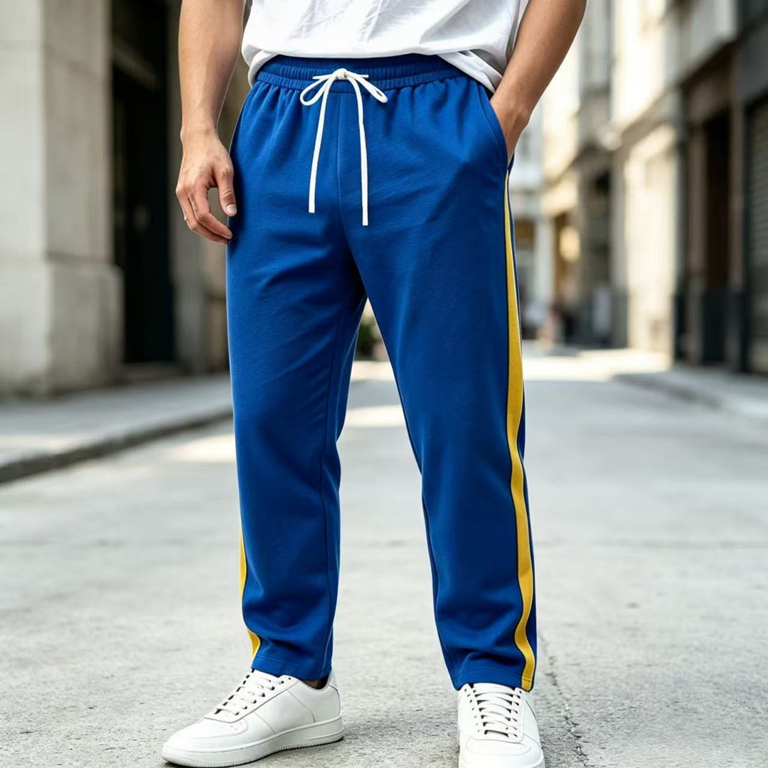 Herren Jogginghose mit seitlichem Kontraststreifen, elastischem Bund und Kordelzug Drune