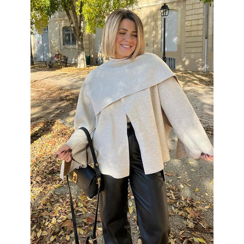 Damen modisches Oversized-Pullover mit Drapierung Drune