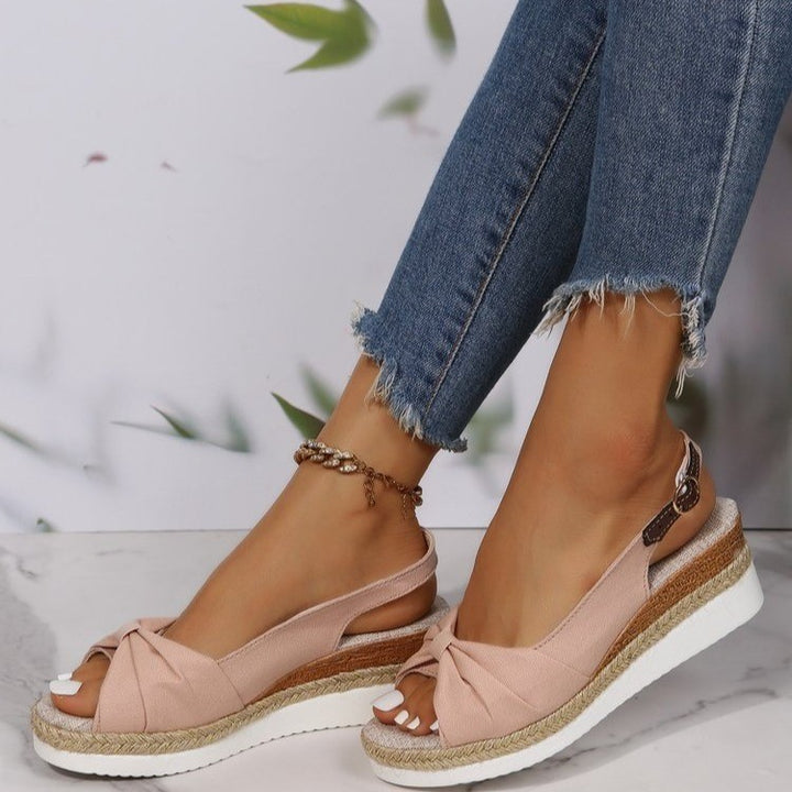 Damen Wedge-Sandalen mit modischem Knoten-Design und komfortabler Sohle Drune