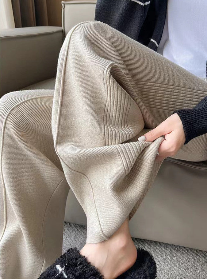 Damen Hochwertige Strickpants mit weichem Bund und eleganter Rippstruktur Drune