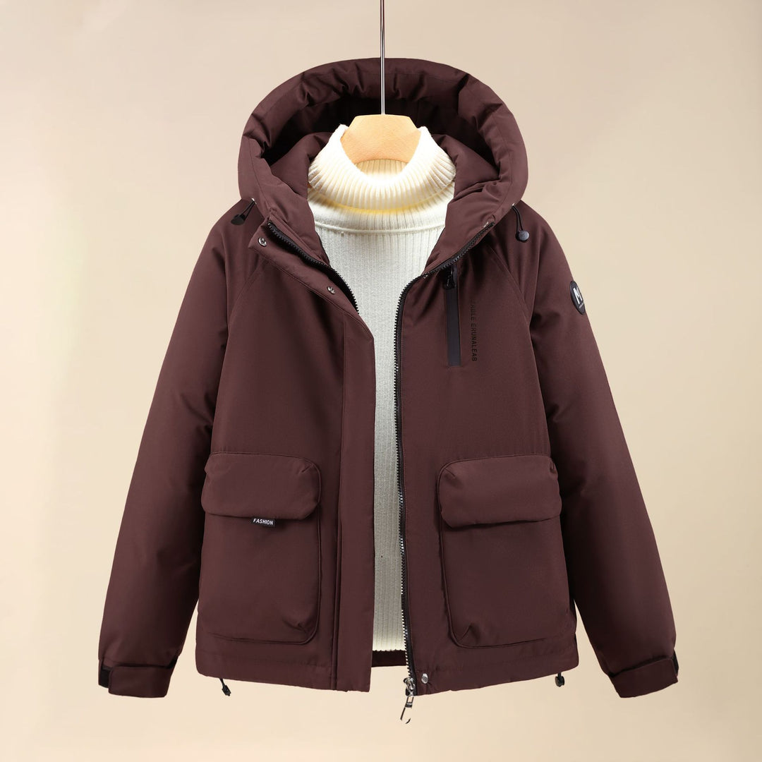 Damen Isolierte Outdoorjacke mit voluminösem Kapuzenkragen und praktischen Taschen Drune