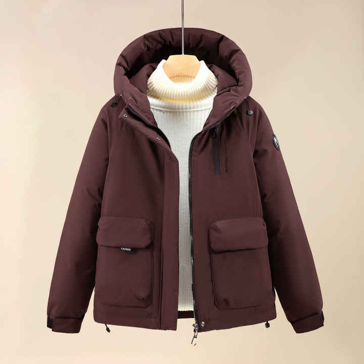 Damen Isolierte Outdoorjacke mit voluminösem Kapuzenkragen und praktischen Taschen Drune