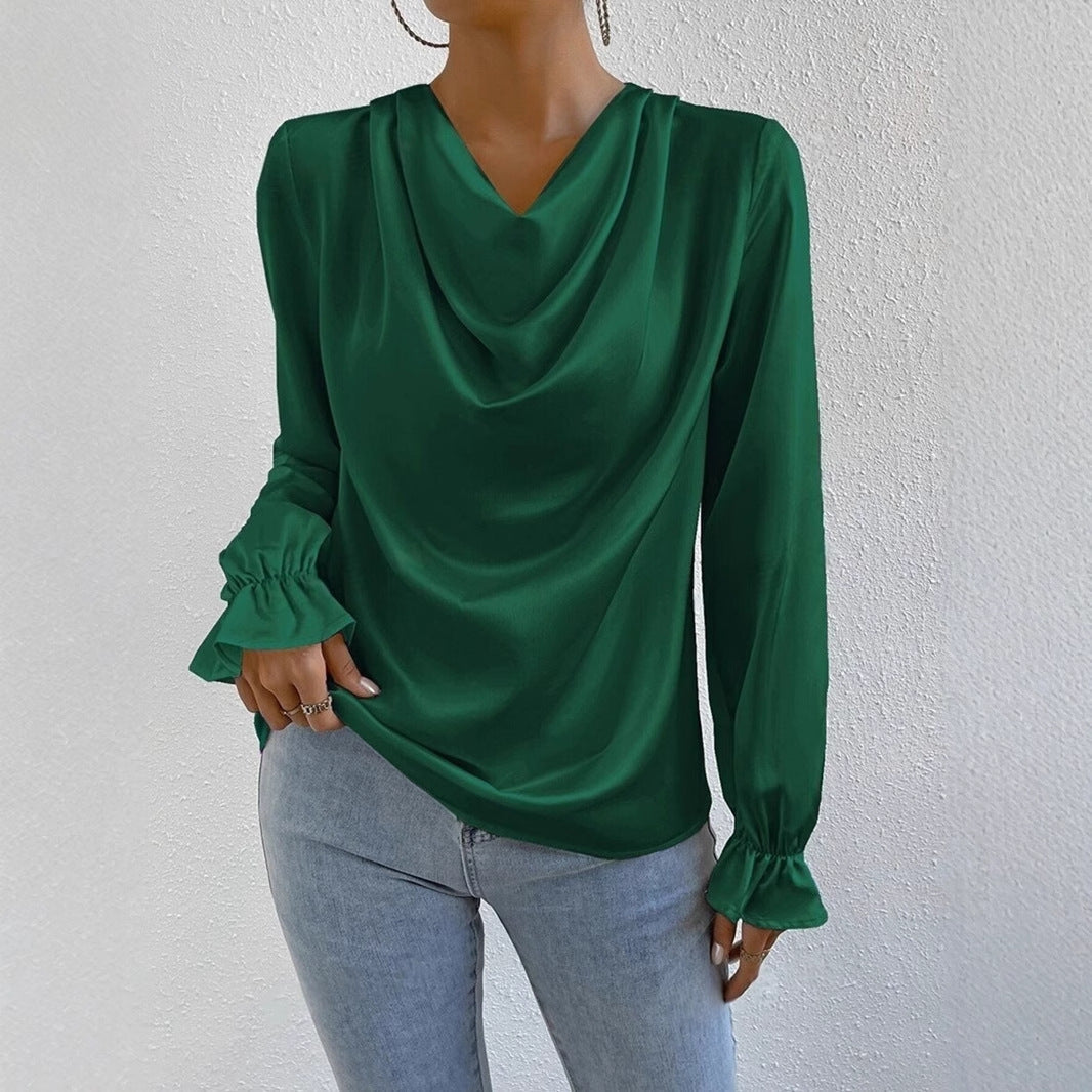 Drune | Satin Langarmbluse Top