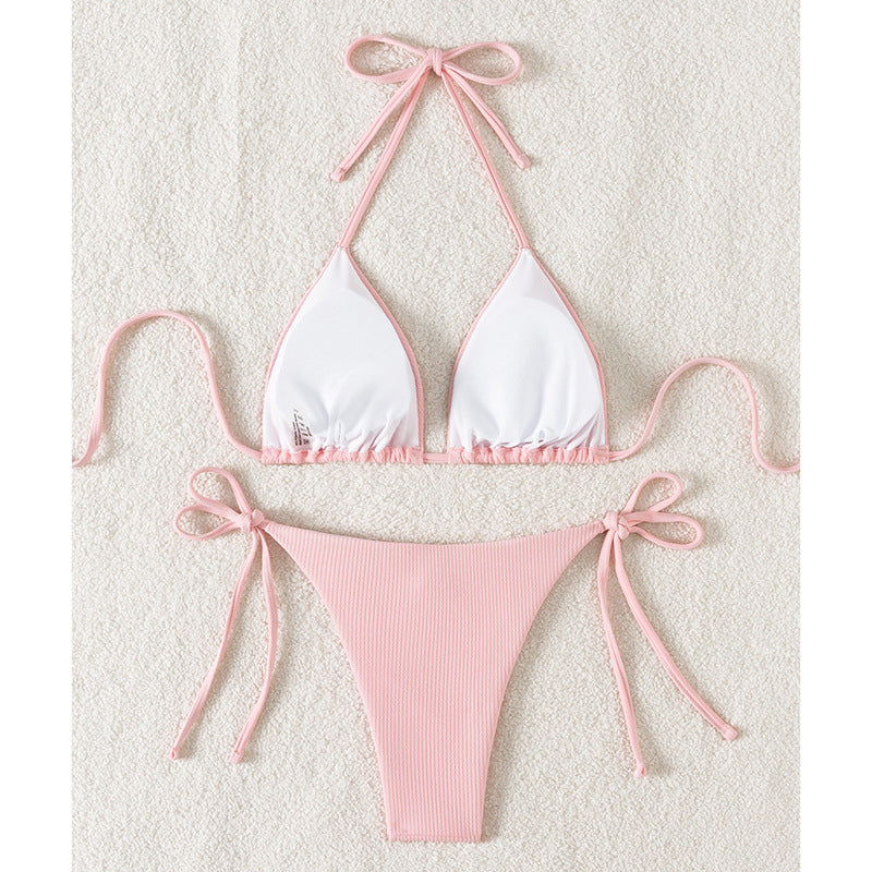 Damen Triangel-Bikini mit verstellbaren Riemen und raffinierten Details Drune
