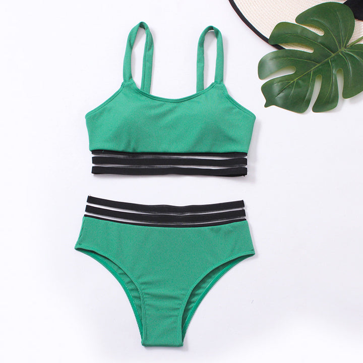 Damen Sportliches Bikini-Set mit modischer Elastikband-Optik Drune