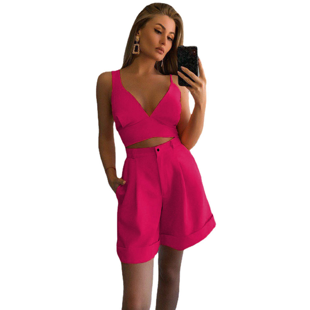 Damen Zweiteiliges Ensemble mit Crop-Top und Shorts Drune