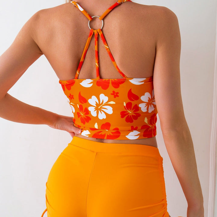 Damen Bade-Top mit floralem Design und hochgeschnittenen Shorts Drune