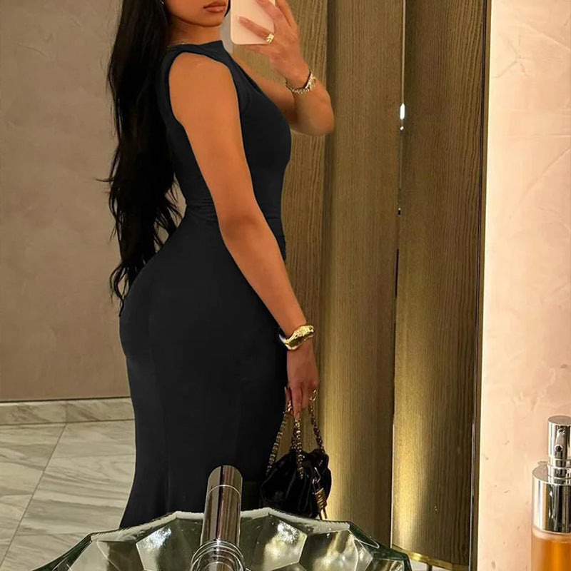 Damen Maxikleid mit körperbetontem Schnitt und eleganter Drapierung Drune