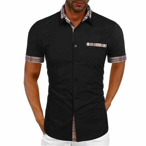 Herren Freizeit Kurzarm Button-Up Hemd mit karierter Akzent Drune