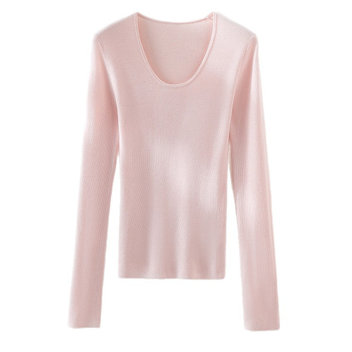 Damen Feinstrick-Langarmshirt mit tiefem U-Boot-Ausschnitt und feiner Rippstruktur Drune