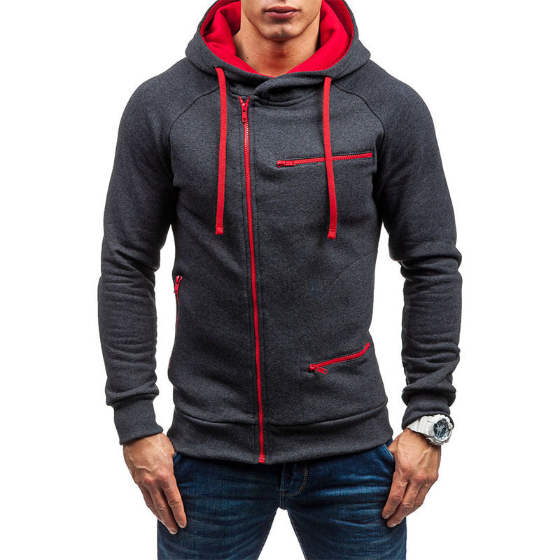 Herren Kapuzenjacke mit modernem Reißverschluss und kontrastiven Details Drune