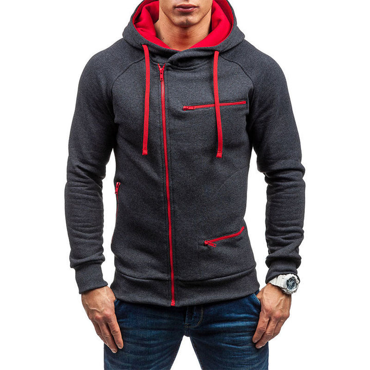 Herren Kapuzenjacke mit modernem Reißverschluss und kontrastiven Details Drune